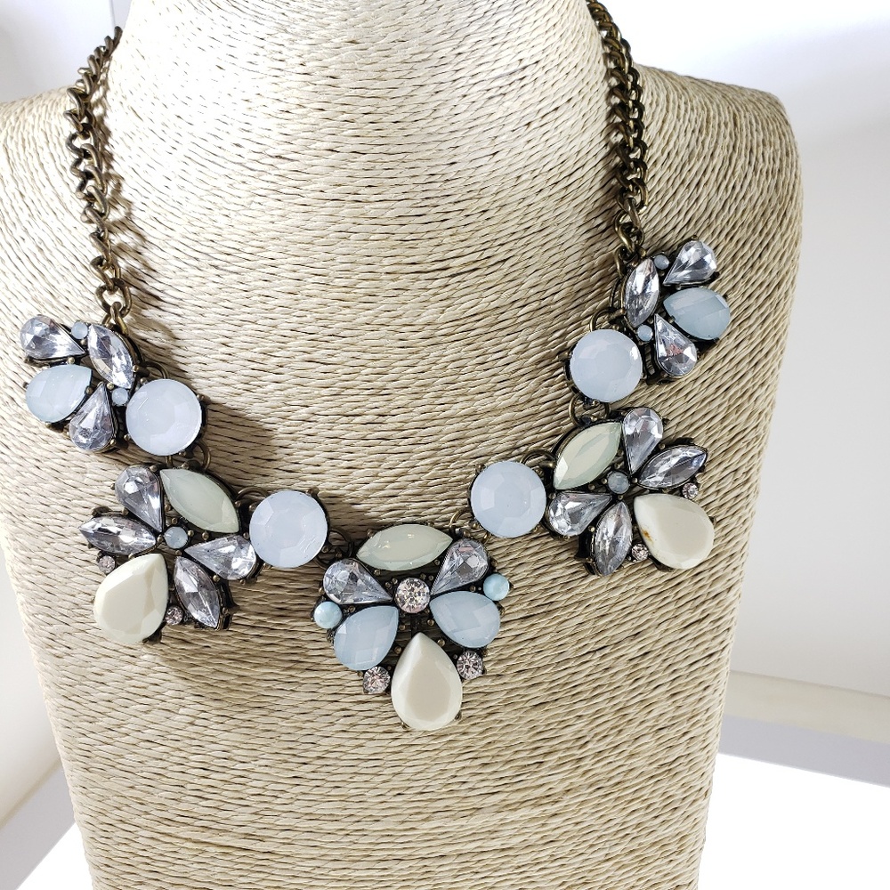 Rhinestone and Bead Bib Necklace